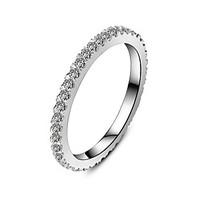 Sterling Silver Infinity Wedding Band Ring Fully Embed 0.55CT 18K White Gold Plated Brand Band for Women Diamond