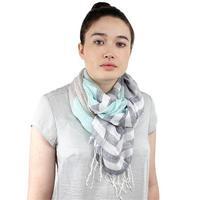 Stripe Cotton Mix Scarf, Blue