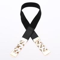 Stylish PU Splice Clip Clasp Front Elastic Waistband Skinny Belt for Women