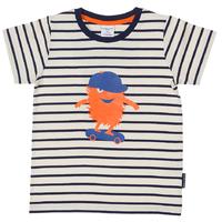 striped monster print t shirt blue quality kids boys girls