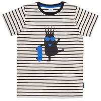 Striped Monster Print T-shirt - Black quality kids boys girls