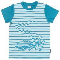 Stripes & Boat Kids T-shirt - Turquoise quality kids boys girls