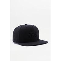 stussy stock tonal black snapback cap black