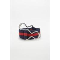 striped elastic clip belt navy