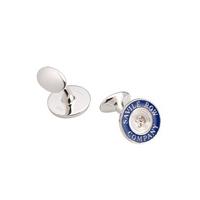 sterling silver navy round button cufflinks savile row