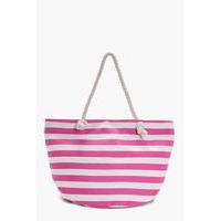 Stripe Print Beach Bag - pink