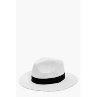 Straw Short Brim Fedora Hat - white