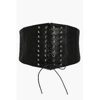 Studded Lace Up Corset Belt - black