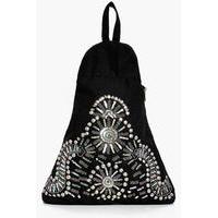 Stud Embellished Triangular Rucksack - black