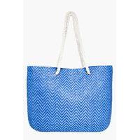Straw Weave Beach Bag - blue