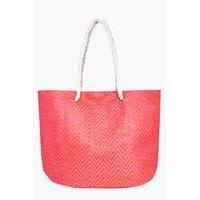 Straw Weave Beach Bag - pink