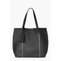 Stud & Tassel Shopper - black