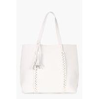 Stud & Tassel Shopper - white