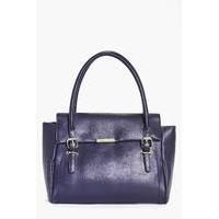 Structured Metal Detail Day Bag - navy