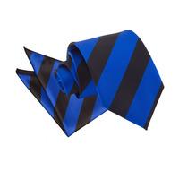 Striped Royal Blue & Black Tie 2 pc. Set