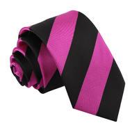 Striped Hot Pink & Black Slim Tie