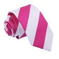 striped hot pink white slim tie