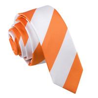 striped orange white skinny tie