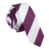 striped purple white skinny tie