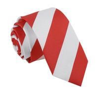 Striped Red & White Slim Tie