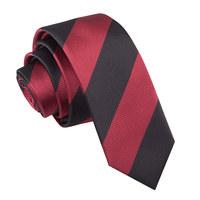 Striped Burgundy & Black Skinny Tie