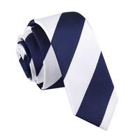 Striped Navy & White Skinny Tie