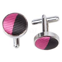 striped hot pink black cufflinks