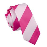 striped hot pink white skinny tie