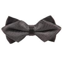 Stripes Black & Silver Diamond Tip Bow Tie