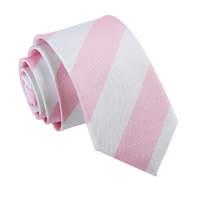 Striped Baby Pink & White Slim Tie