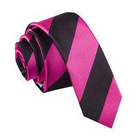 striped hot pink black skinny tie
