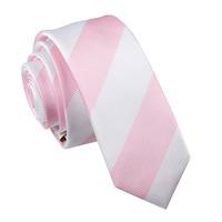Striped Baby Pink & White Skinny Tie