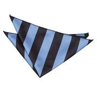 Striped Baby Blue & Black Handkerchief / Pocket Square