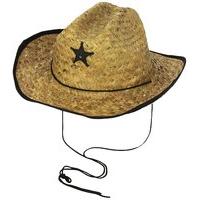Straw Cowboy Sheriff Wild West Hat For Fancy Dress Costume