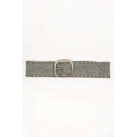 Studded Trim Velveteen Belt