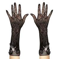 Strass Skull Spidermesh Halloween Theme Gloves For Fancy Dress Costumes