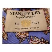 Stanley Ley Bright Cornflower Blue Ice White and Pink Overscale Paisley High Quality Silk Tie