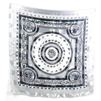 Stone Grey And Silver Grey Crest Shield Horse And Carriage Theme Silk And Chiffon Scarf