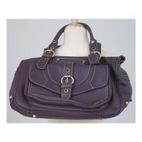Stone, deep purple leather look handbag