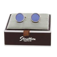 stratton rhodium plated blue cats eye cufflinks st1165