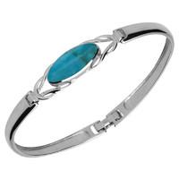 Sterling Silver Turquoise Oval Celtic Clip Bangle