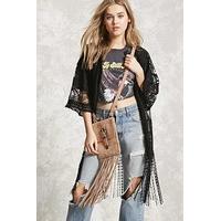 Stud And Fringe Suede Crossbody