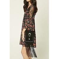 Stud And Fringe Suede Crossbody