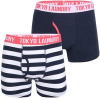 Sterndale Striped Boxer Shorts Set in Optic White / Paradise Pink  Tokyo Laundry