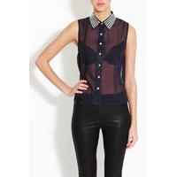 Stud Collar Shirt Top