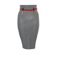 Stripe Midi Skirt With Belt
