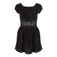 Studded Waist Skater Dress