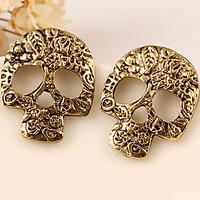 stud earrings alloy fashion skull skeleton silver golden jewelry party ...