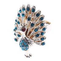 statement rings simulated diamond alloy peacock blue golden jewelry da ...