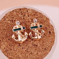 Stud Earrings Drop Earrings Gold Plated Fashion Anchor Golden Jewelry Party Daily Casual 2pcs